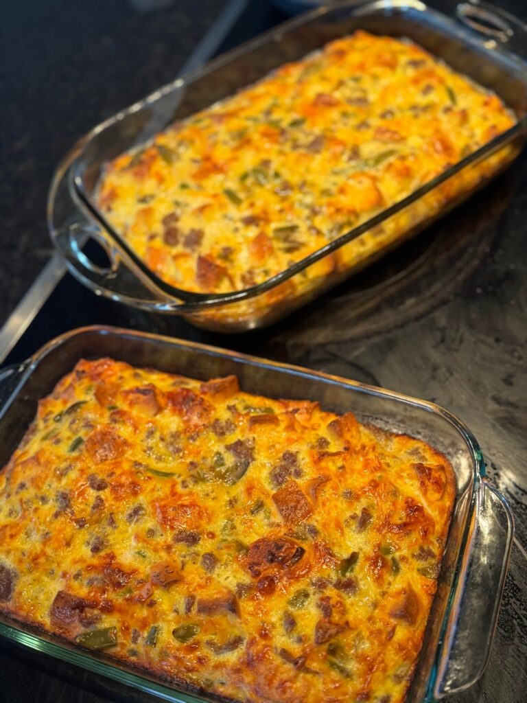New week means new breakfast casserole for my husband. One pan for the freezer too