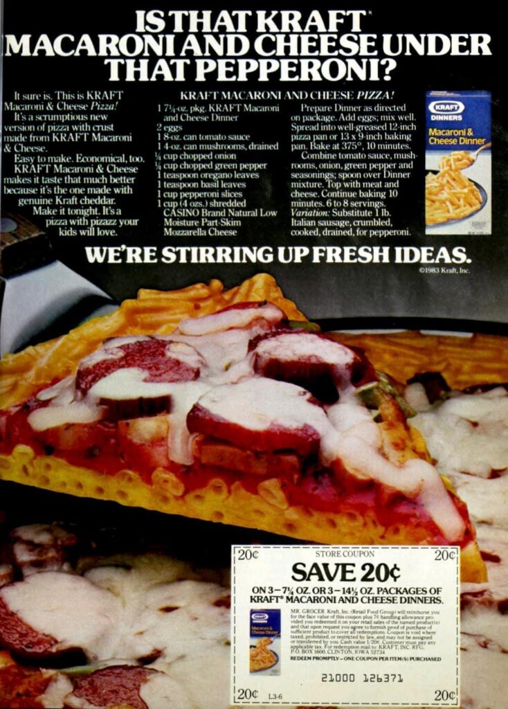 (Sorry if this has been posted before )Pizza on a great big patty of Kraft mac n cheese (1983)