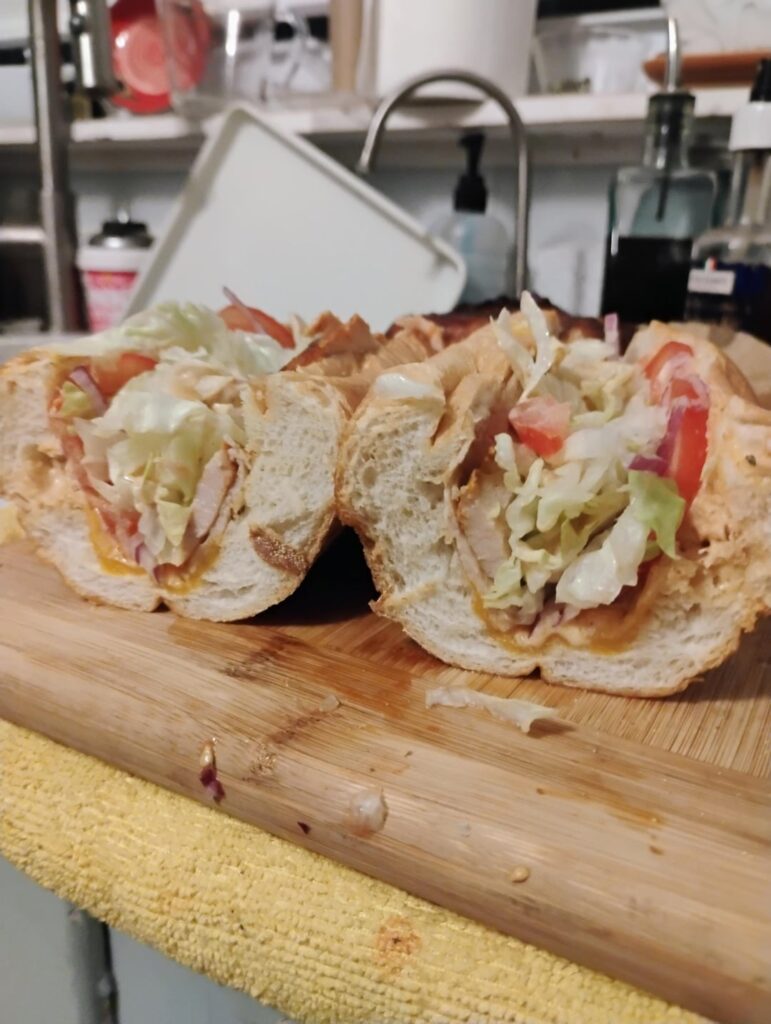 Chili lime marinated pork loin LTO, cheddar & chipotle adobo mayo