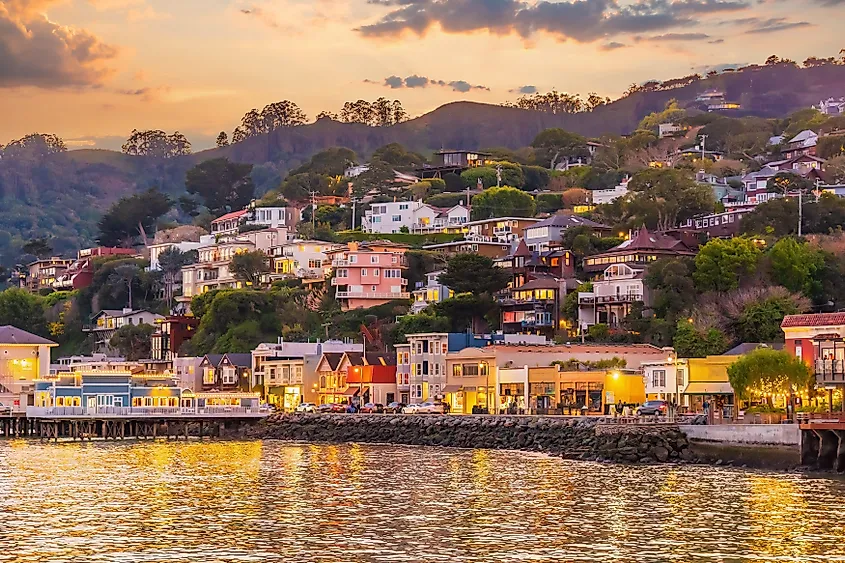 The stunning cityscape of Sausalito, California.