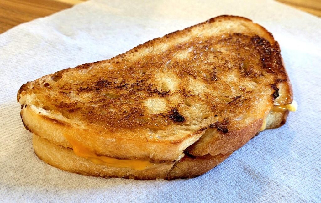 I'm usually a purest (sandwich bread, American cheese, butter), But just occasionally, I switch it up.