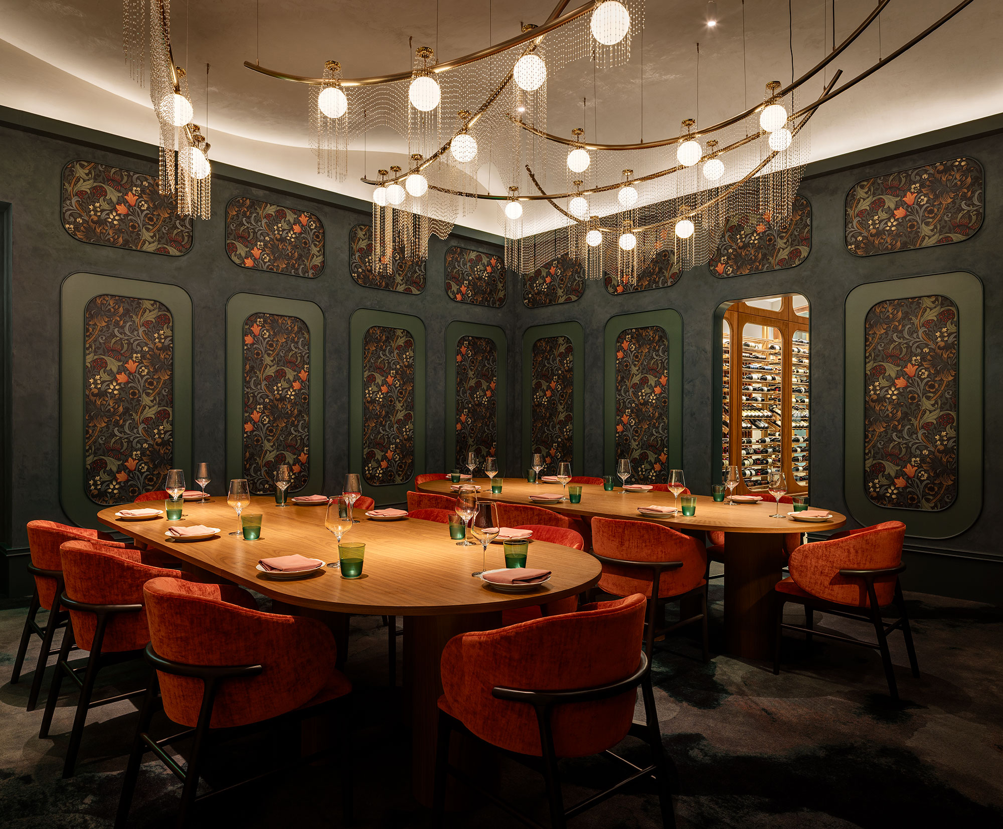 The private dining room at Fleurette restaurant in San Diego....