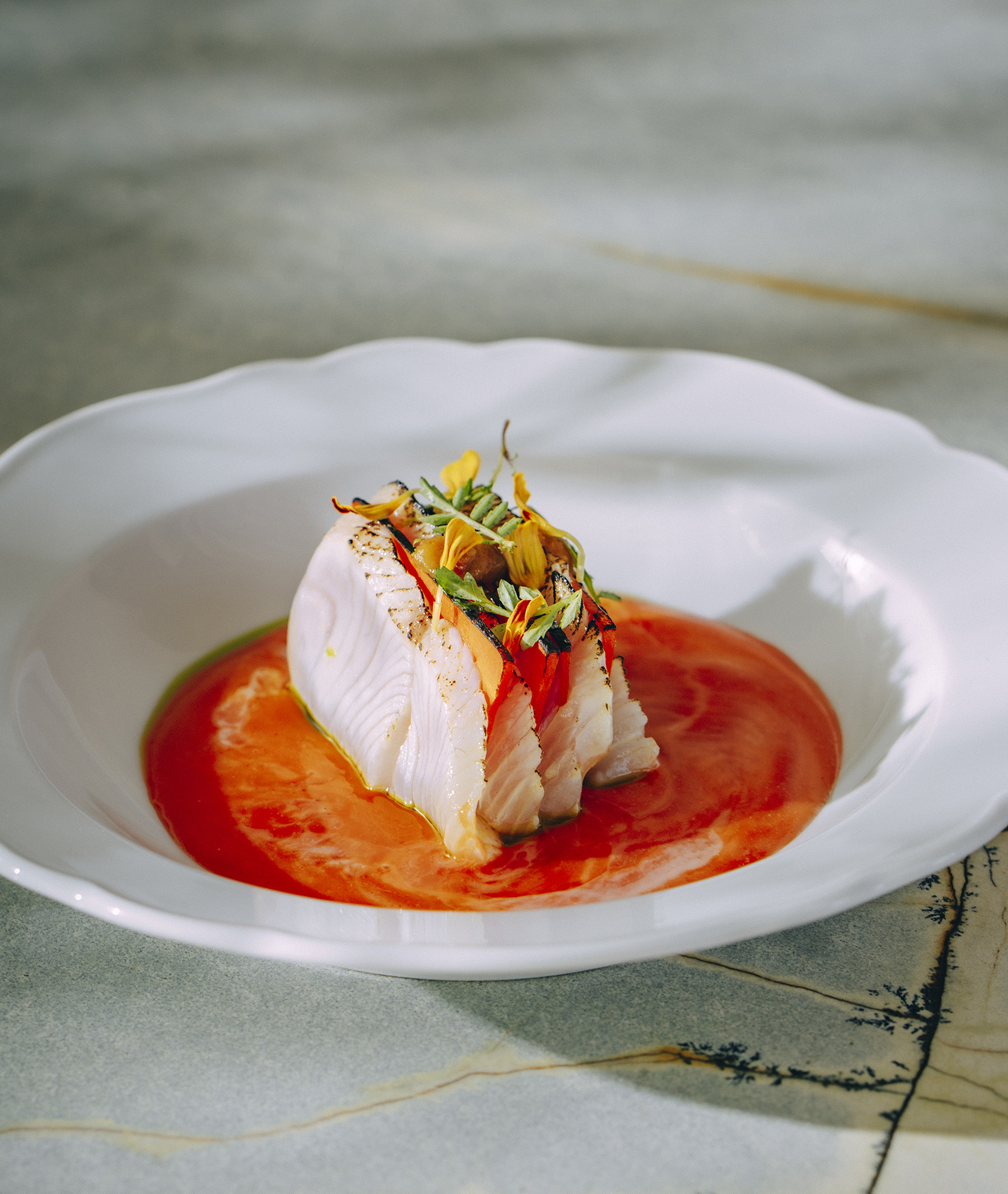 Kanpachi & Carrot âCru,â a seafood dish on the dinner...