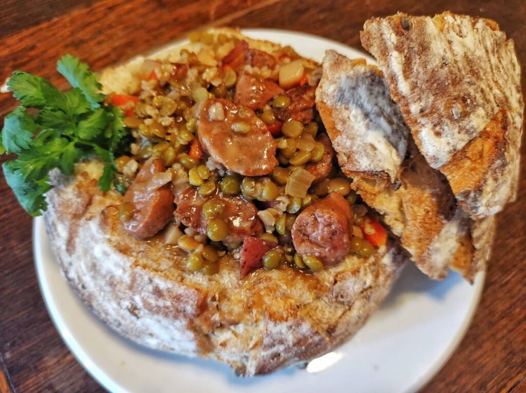 Stew in a bread bowl