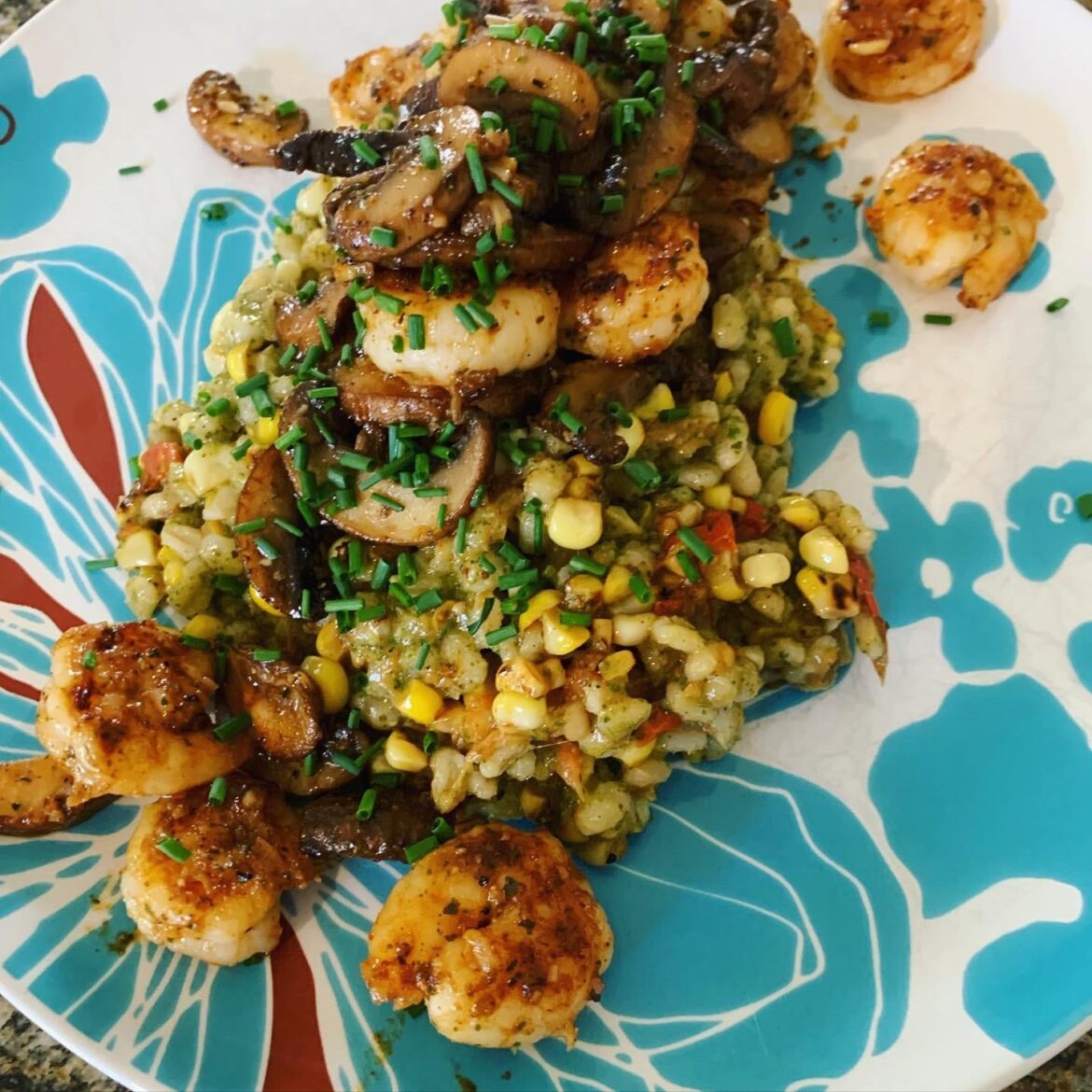 Spanish Shrimp & Rice with Peppers, Corn and Chives