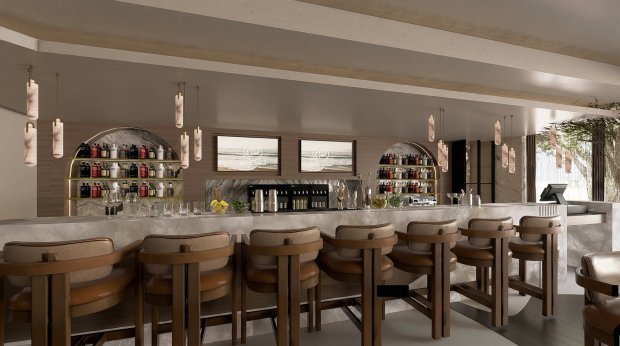 A rendering of the new Ember & Vine, a Napa Valley-inspired restaurant opening this summer in Coral Springs. It will feature coffee and pastries by day and Mediterranean-ish entrees cooked over an open hearth by night. (Ember & Vine / Courtesy)