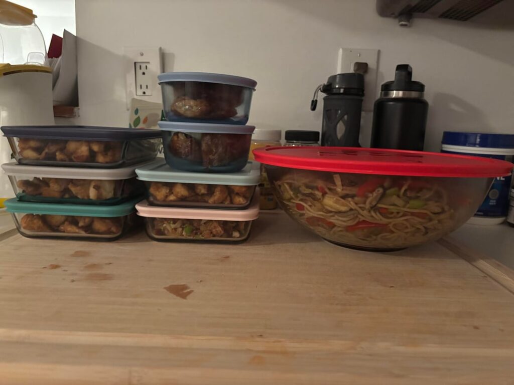 On the menu this week: lo mein, rice paper dumplings (spring rolls), strawberry shortcake w/ homemade jam