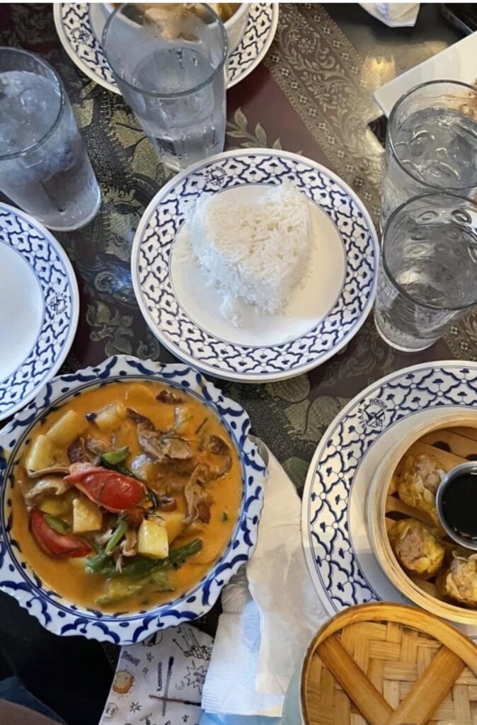 help estimating calories in thai red curry with duck and mango sticky rice!