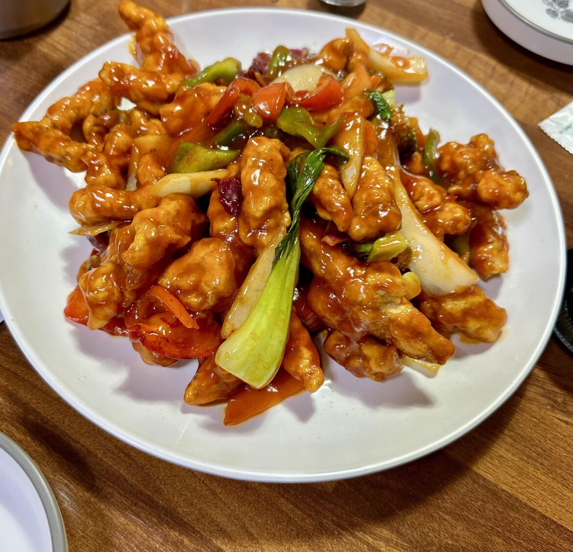 [OC] Spicy Breaded and Deep Fried Pork Strips with Bok Choy and Peppers