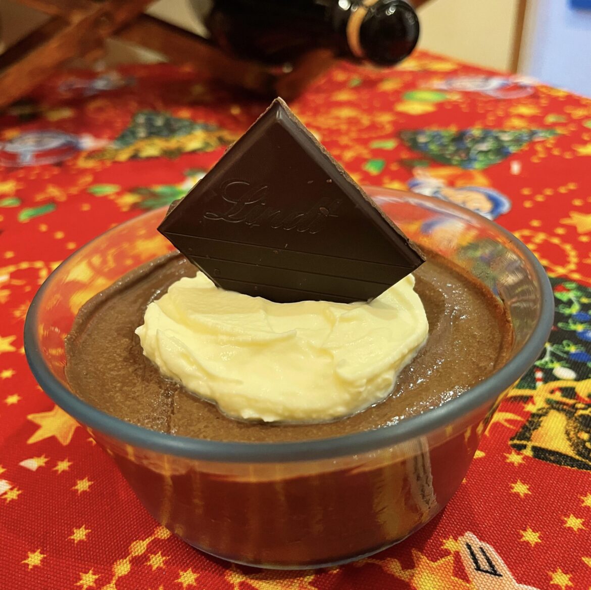 Keto chocolate pudding + whipped cream
