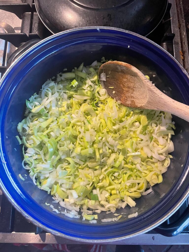 Caramelised onion and leek risotto