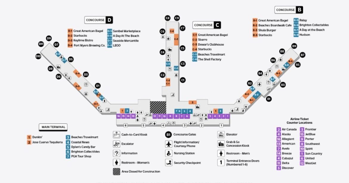 RSW terminal expansion projects advisory #12: closure of food & beverage and retail concessions