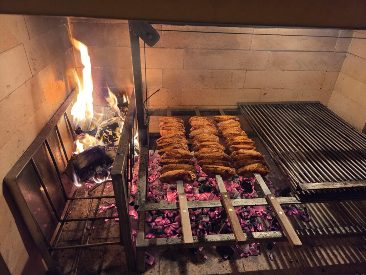 Wings on kebab skewers for a new years snack.