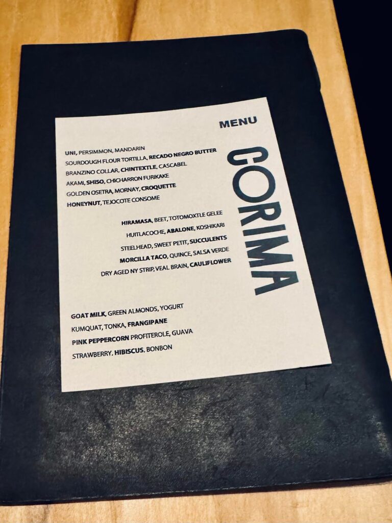 Corima: Tasting Menu, Saturday January 17, 2026