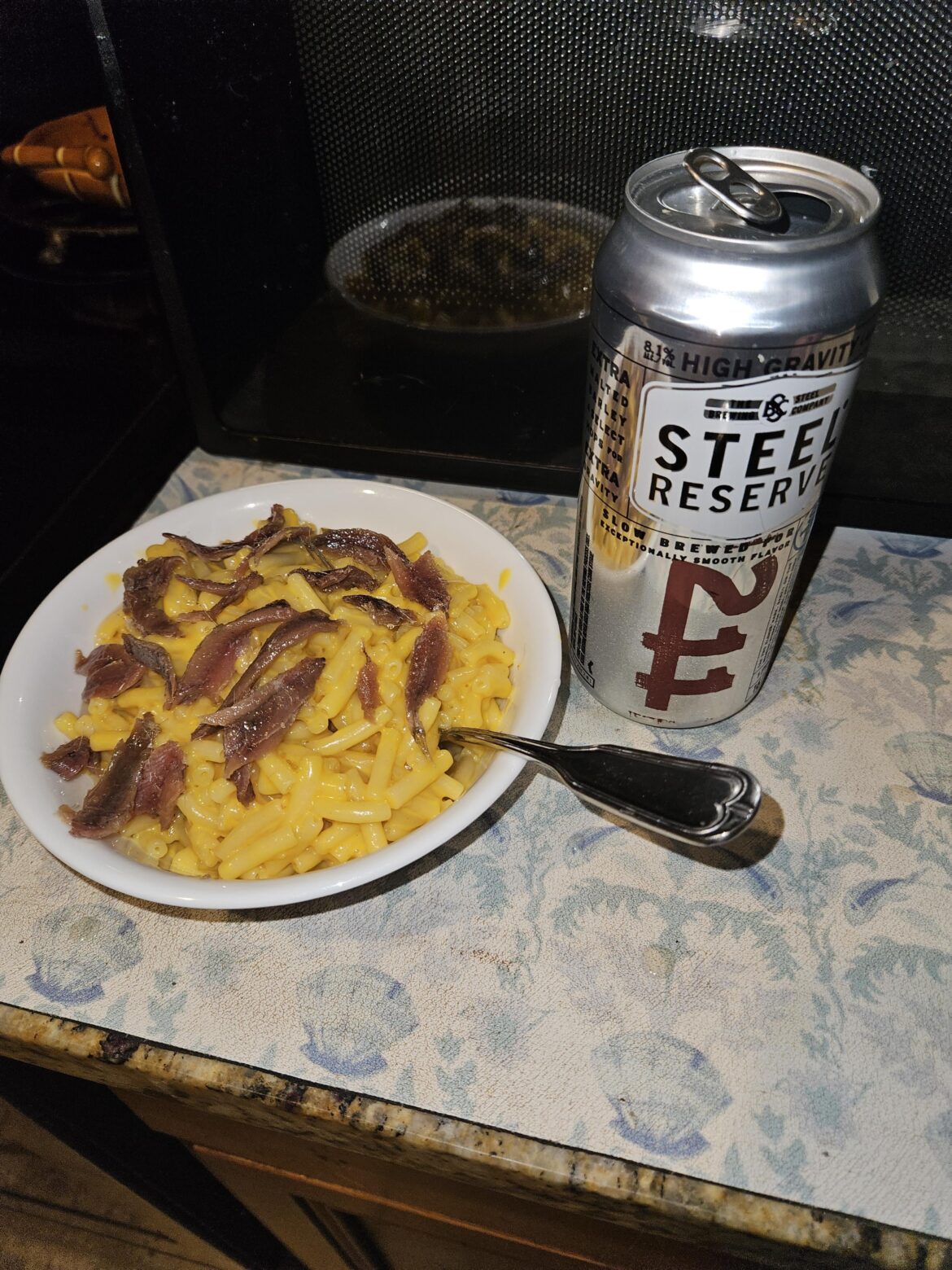 I was sent here from shittyfoodporn. Kraft and chovies.