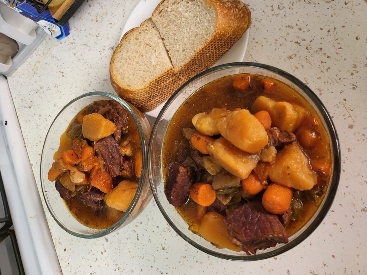 I got a slower cooker for Christmas. I think its 16 qt. Very large for jsut the two of us, but so love it. First meal in it: Beef stew