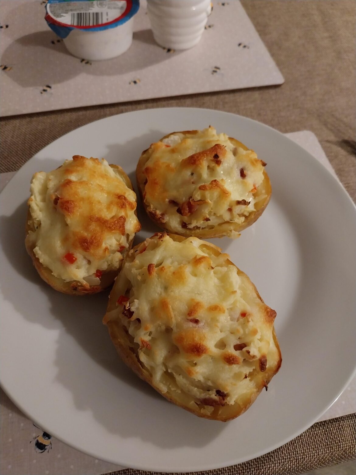 Made some stuffed Potato skins tonight.