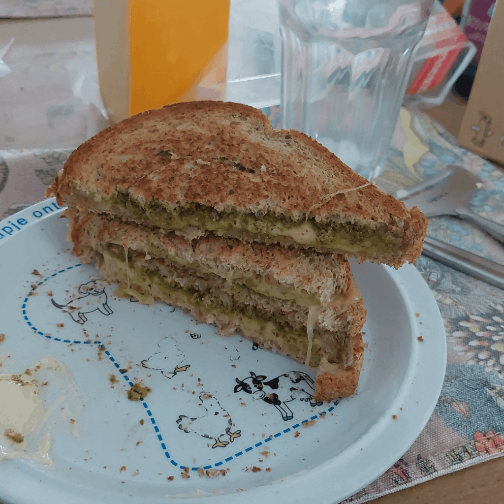 Grilled cheese with pesto instead of butter