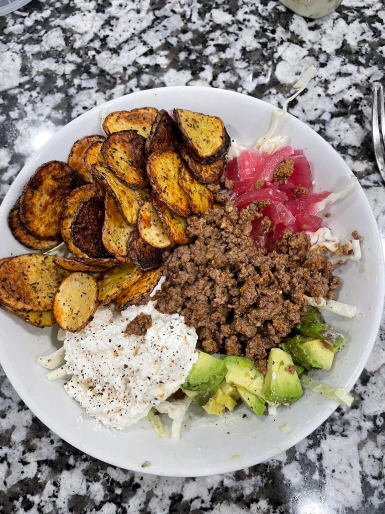 494 calories - Ground Beef Taco Bowl