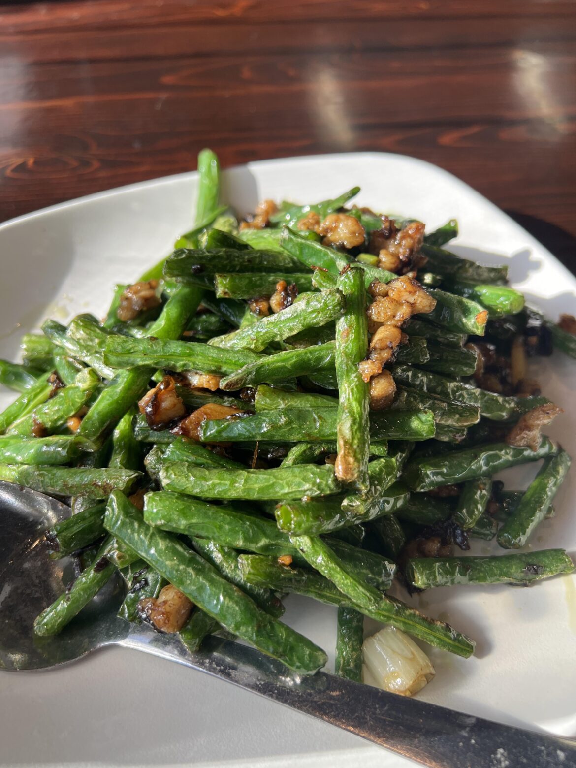 Stir fried green beans with pork from WeChat Cafe, El Monte