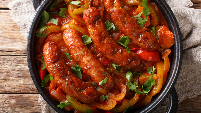 Grilled Italian sausage with peppers
