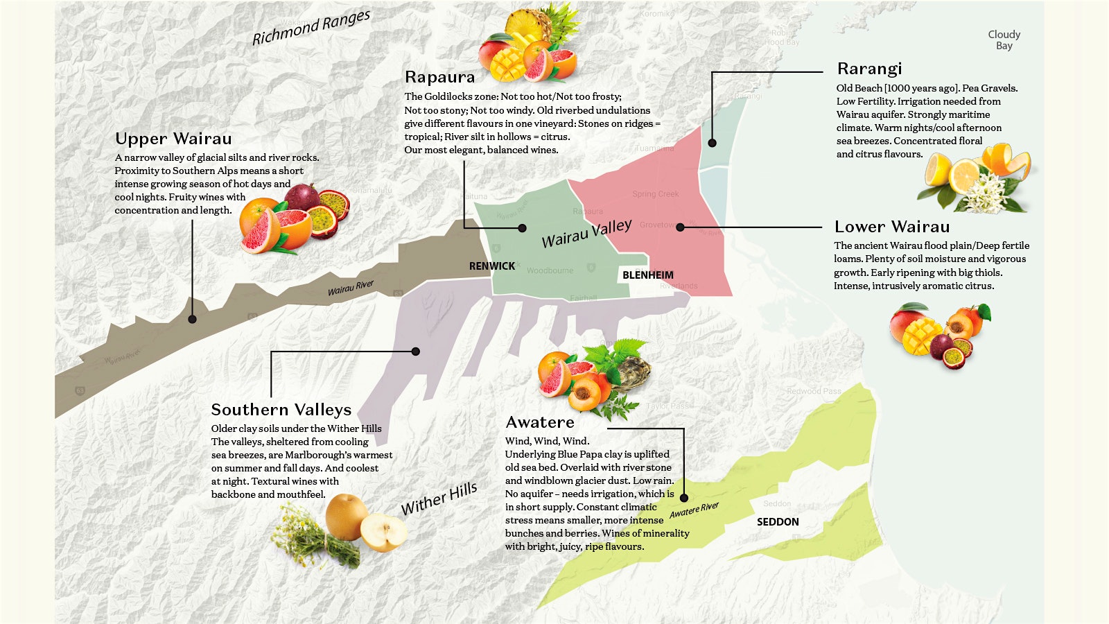  Kim Crawford vineyards by region in Marlborough, New Zealand.] 