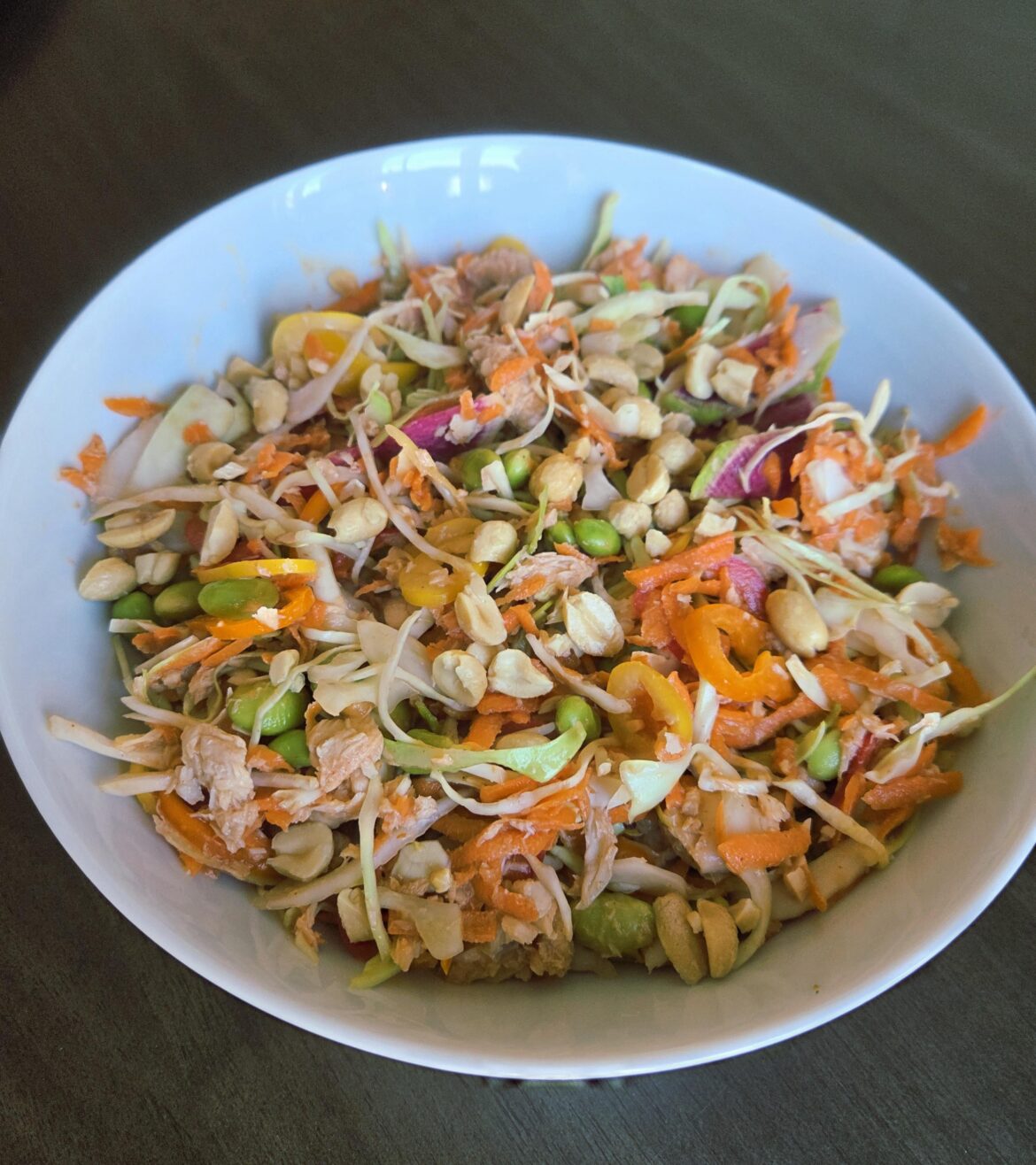 Edamame Salad w/Salmon & PB2 dressing