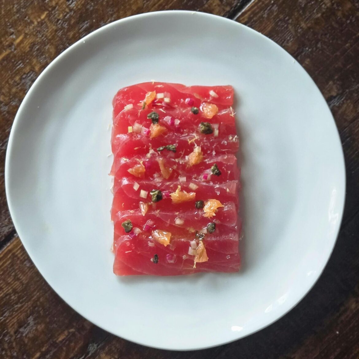 Kombujime Tuna, Orange, Fried Capers