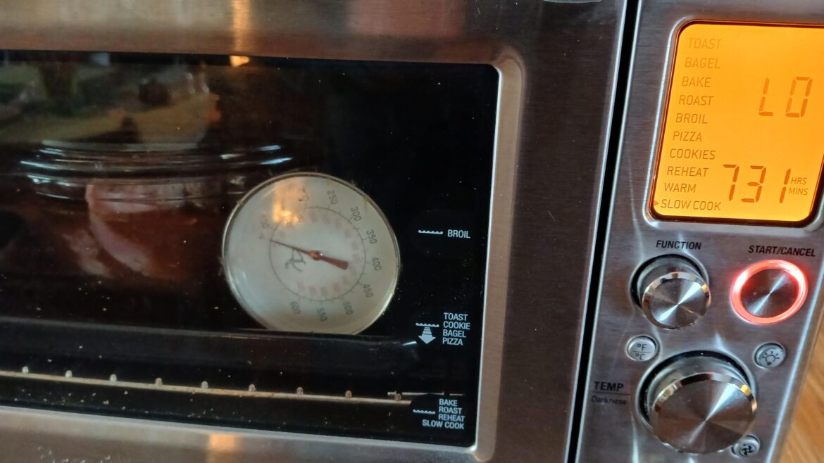 Breville toaster oven slow cooker setting.