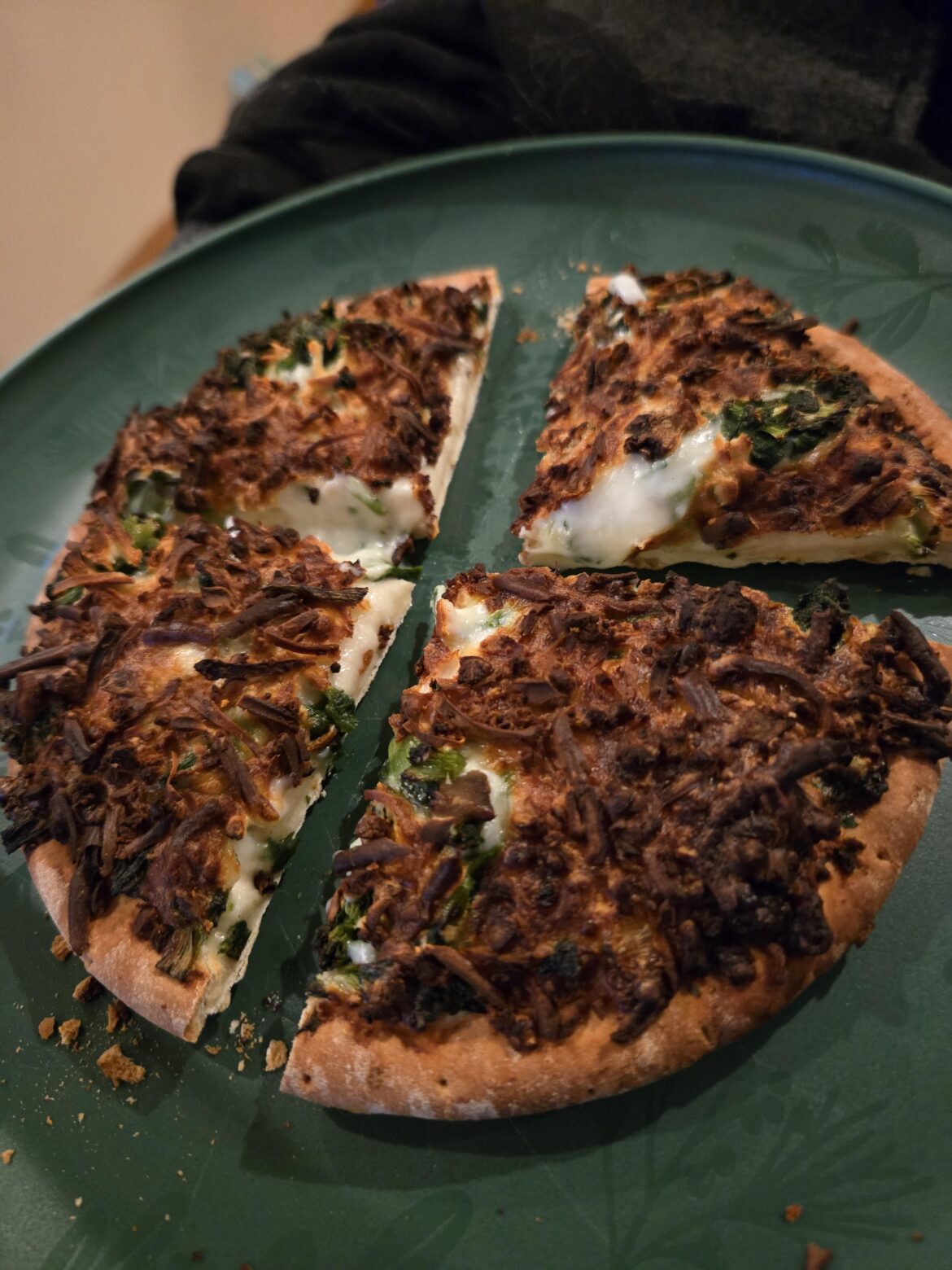 Personal Lean Cuisine pizza, convection-baked in a toaster oven