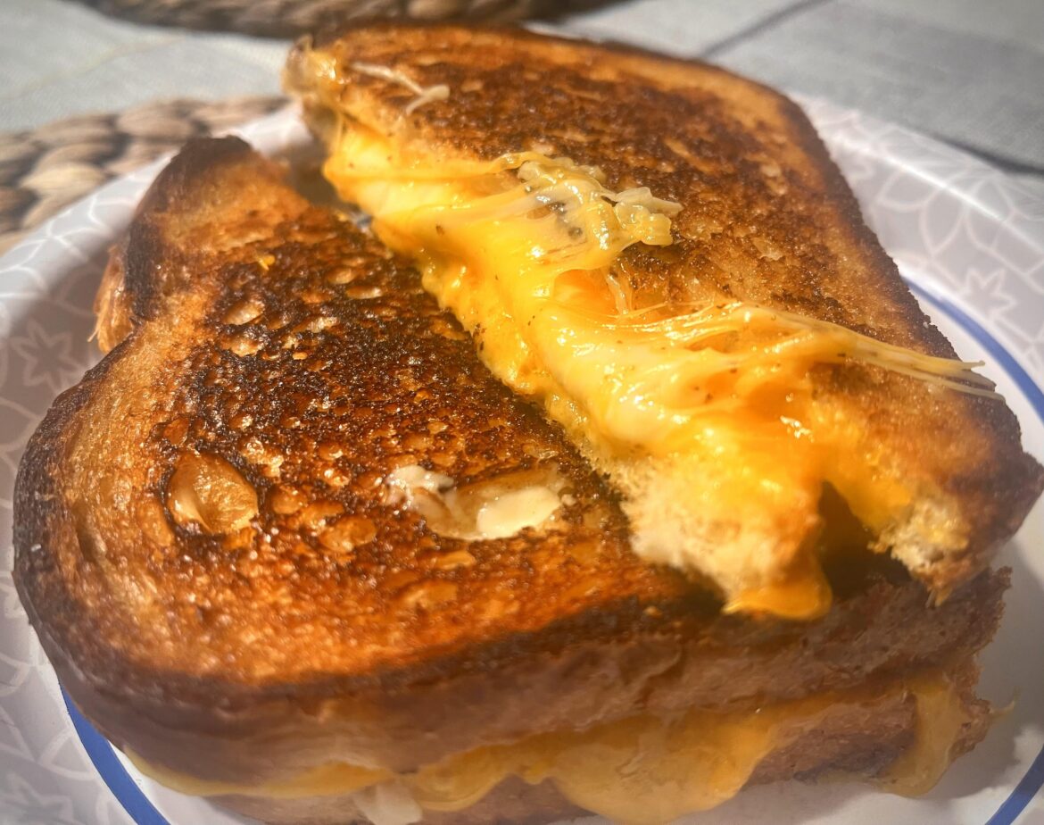 Extra sharp cheddar, white American, and queso chihuahua on sourdough