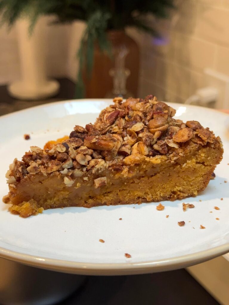 Pumpkin skillet coffee cake with streusel topping