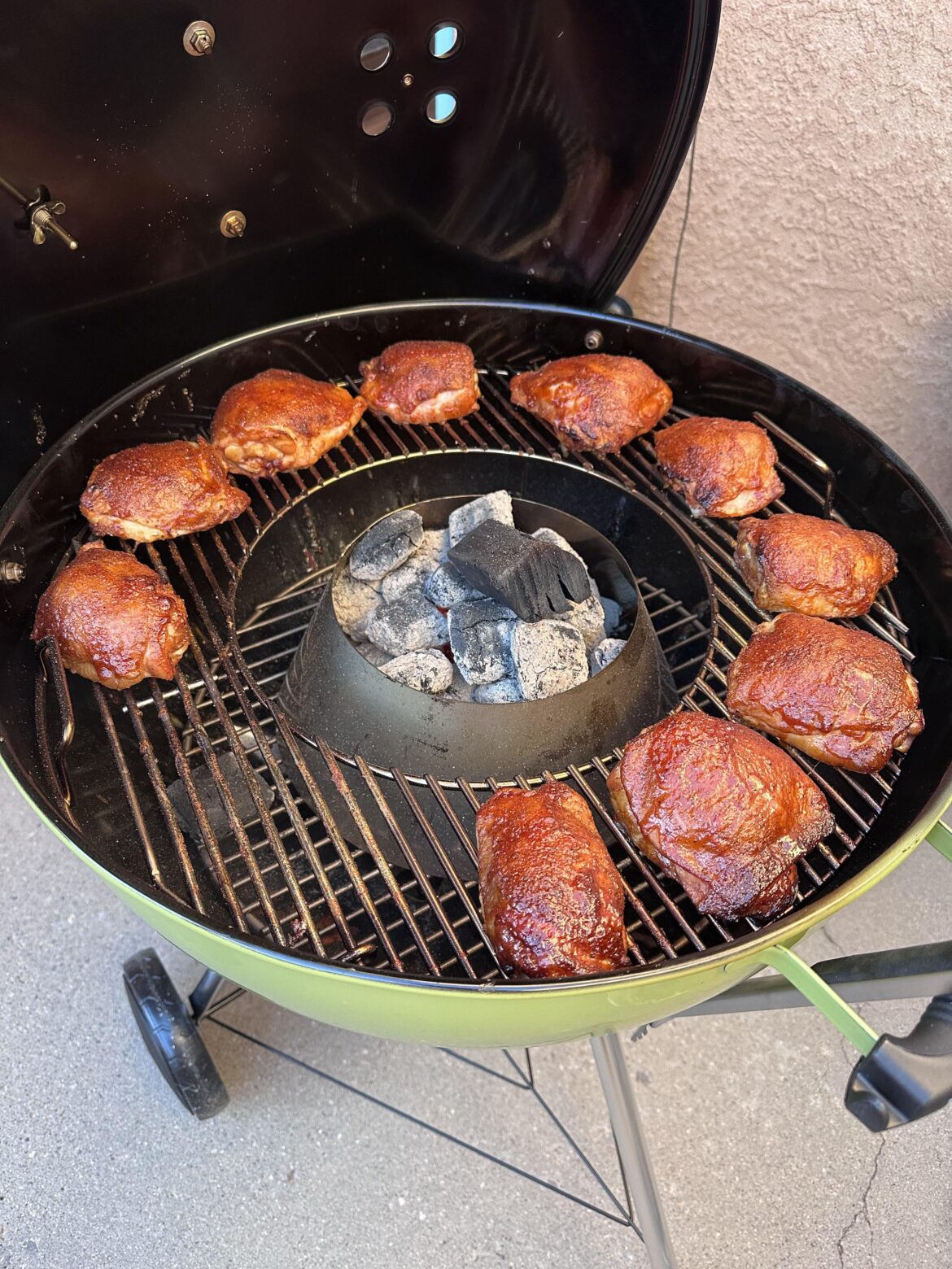 Chicken thighs on the Weber using a Vortex