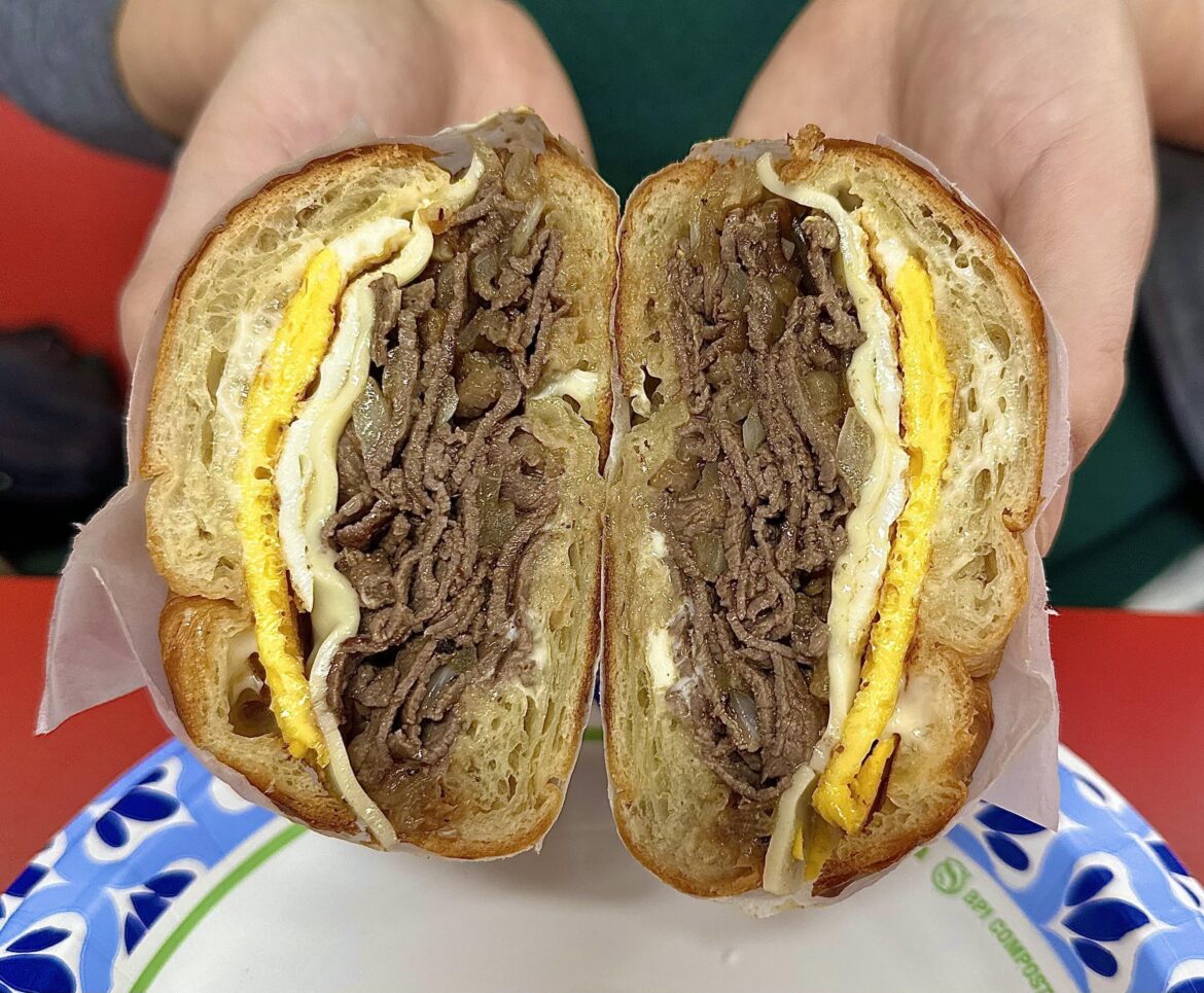 Steak, egg & cheese on a croissant from Peter’s Grill in Rockville, MD