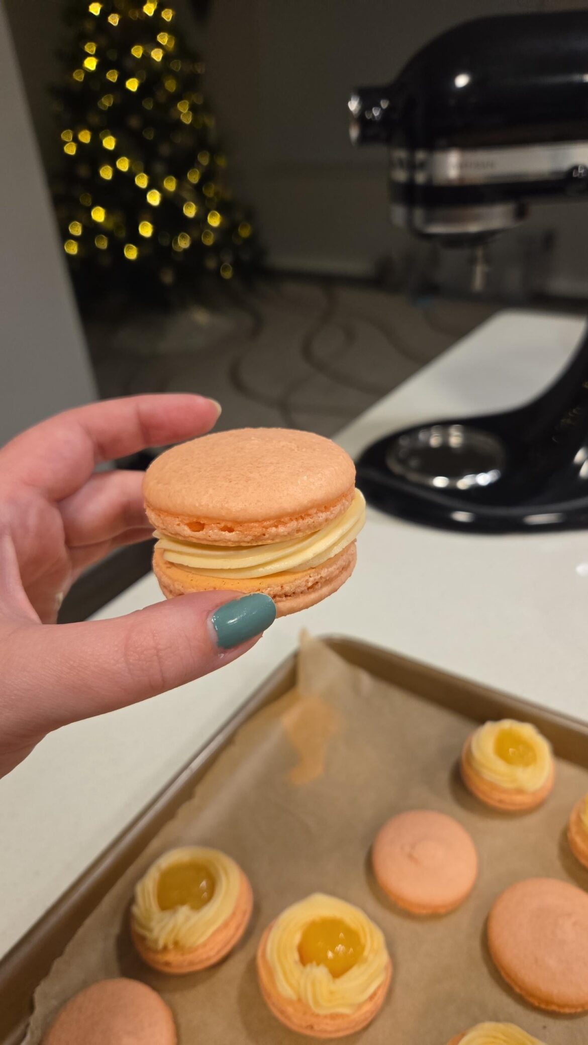 Caramel Gochujang Macaron with a Pineapple Center