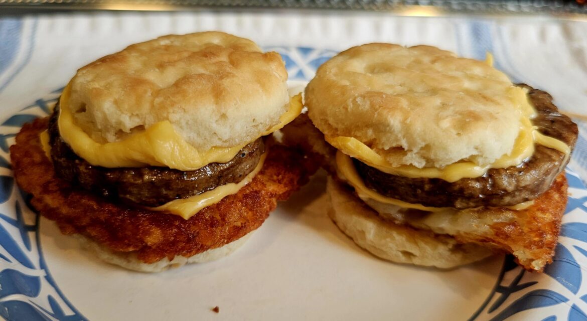 Doctored Jimmy Dean sausage sandwiches for breakfast