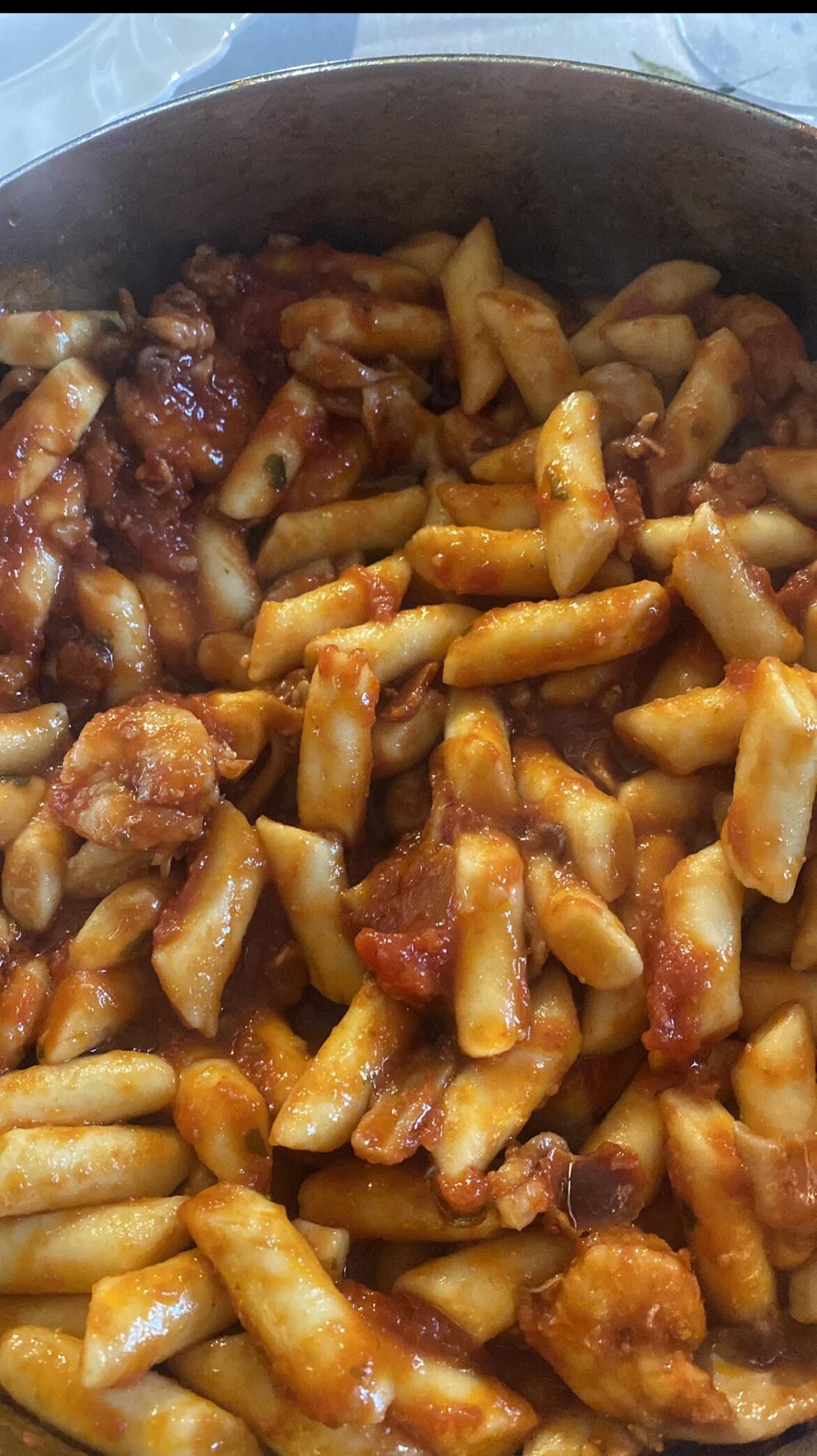 Gnocchi with fish sauce