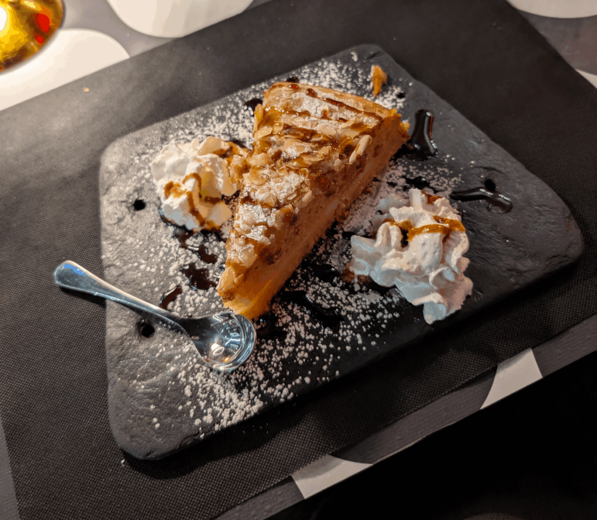 Desserts on a slate roof tile