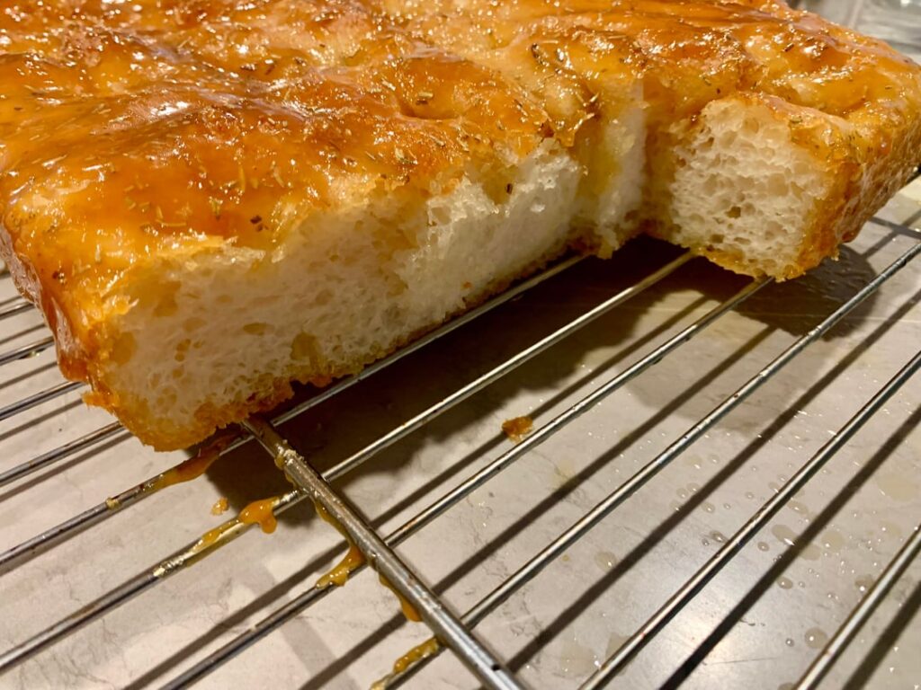 Actual best bread I’ve had in my life — honey focaccia with a crispy honey rosemary glaze