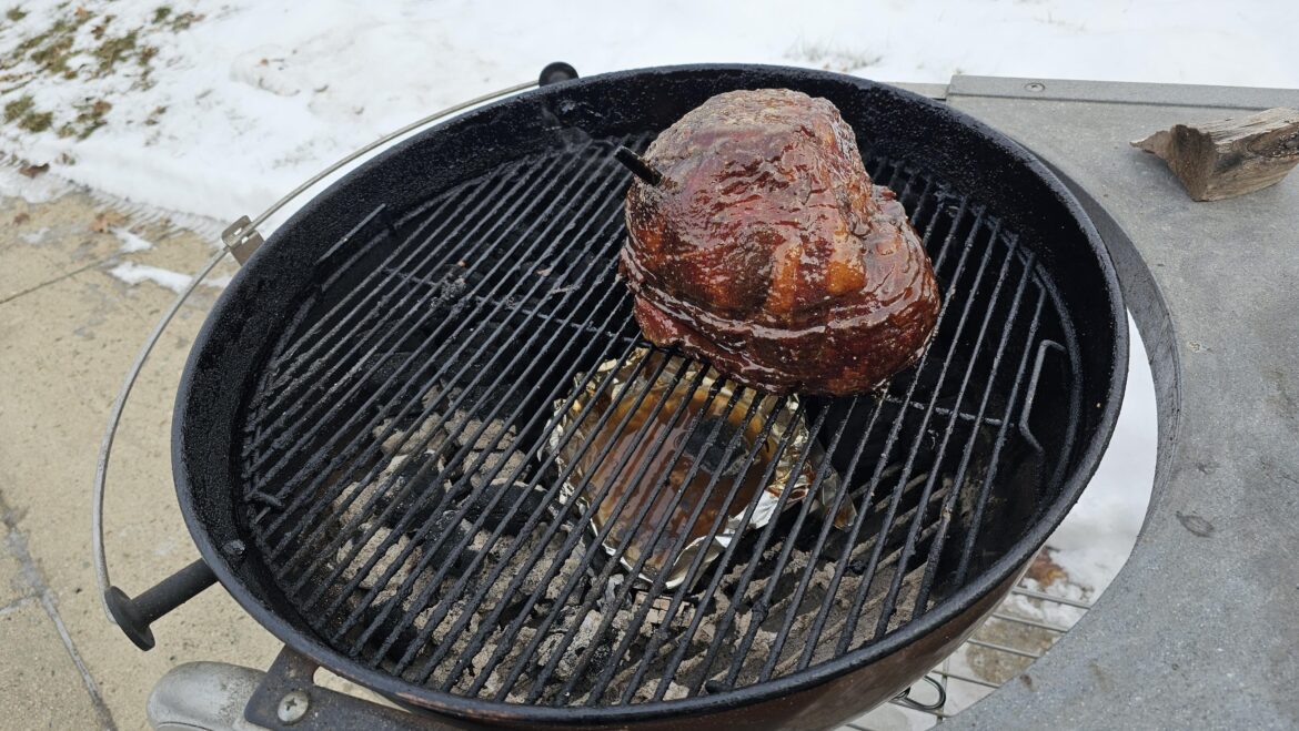 Smoked a ham on the 22" Performer.