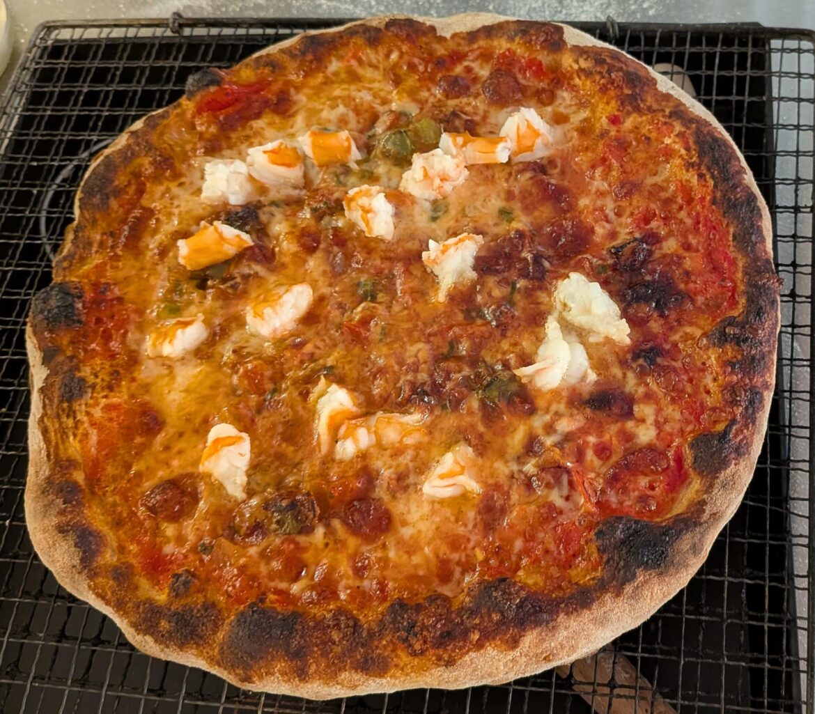 NY Style with Shrimp and Pico de Gallo toppings