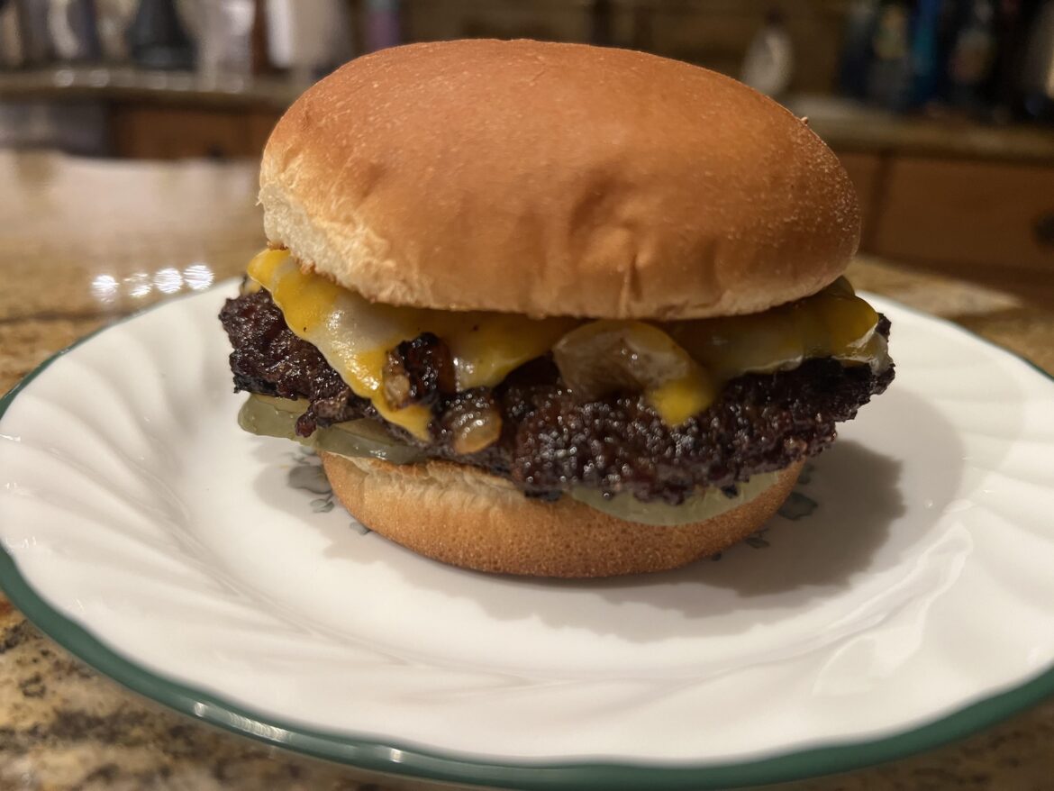 Cast iron skillet cheese burger