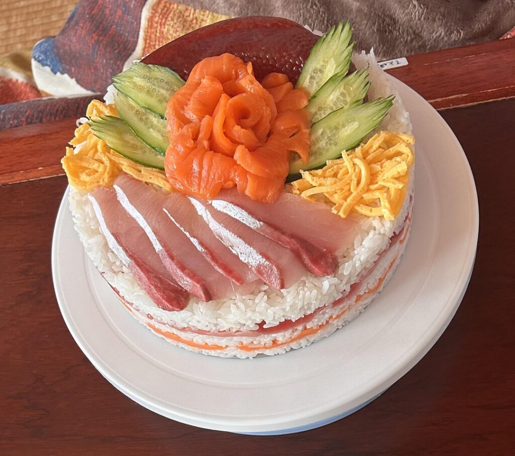 Made a sushi cake for my husband’s birthday 🍣🍰