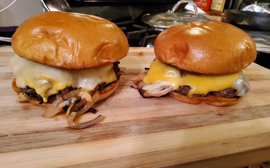 It's cold outside but you got a juicy cheeseburger to warm you up.