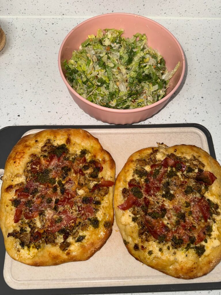 Tuscan White Pizzas with Chicken & Prosciutto and Zucchini & Tomato Flatbreads