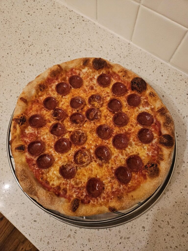 Pizza night with a whole new recipe! First time trying a biga.