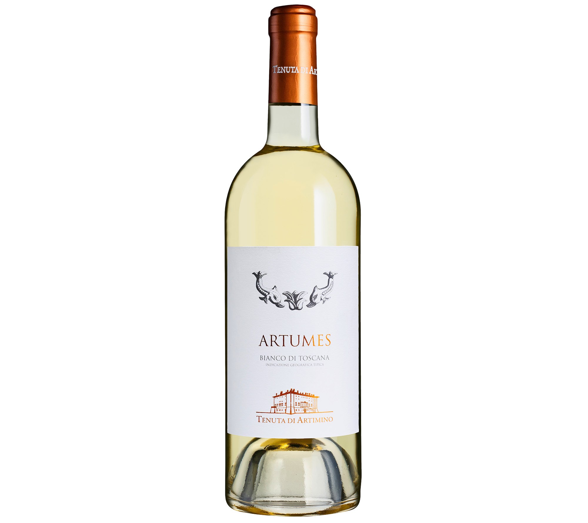 White wine bottle with label "ARTUMES BIANCO DI TOSCANA"