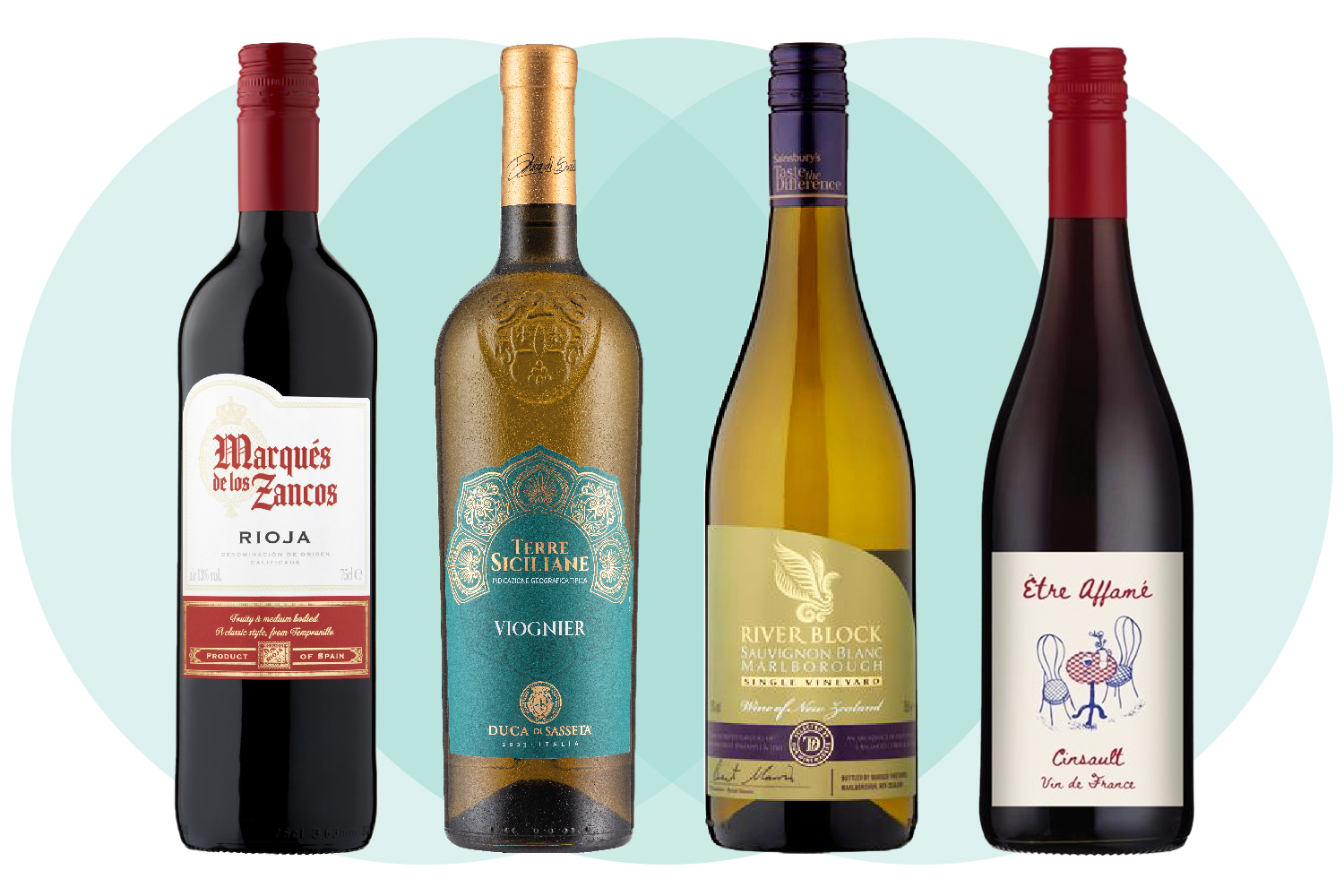 A collage of four bottles of wine.