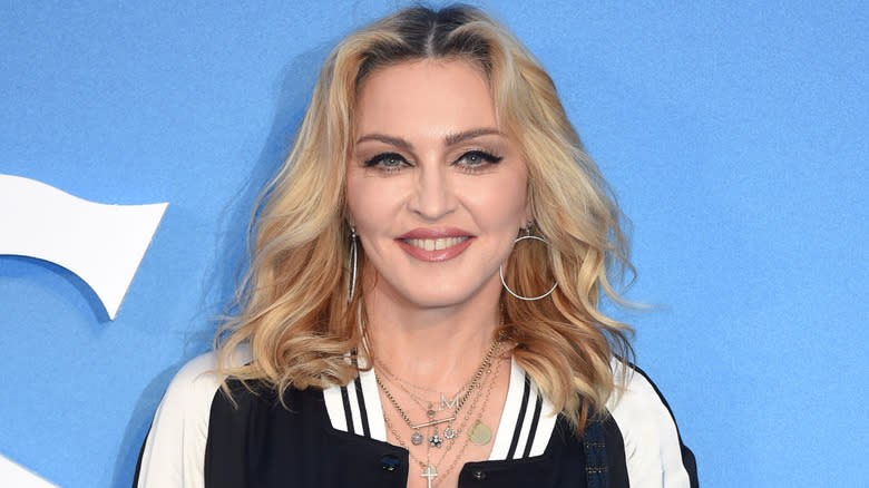 Madonna wearing a white suit at the 2025 Met Gala