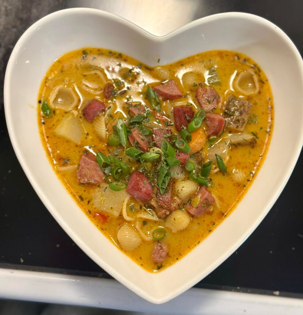 Dinner last night was a delicious Cajun seasoned sausage potato soup!